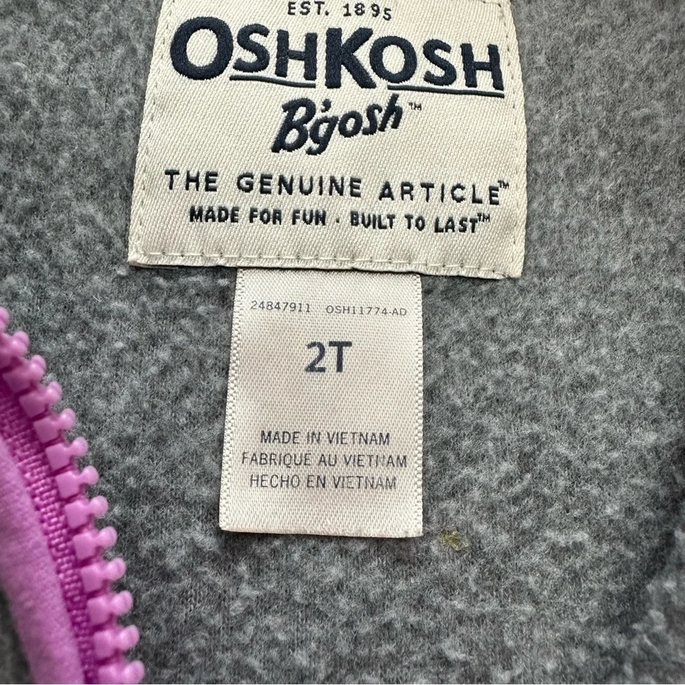 OshKosh Toddler Girl Zip Up Sweater Size 2T